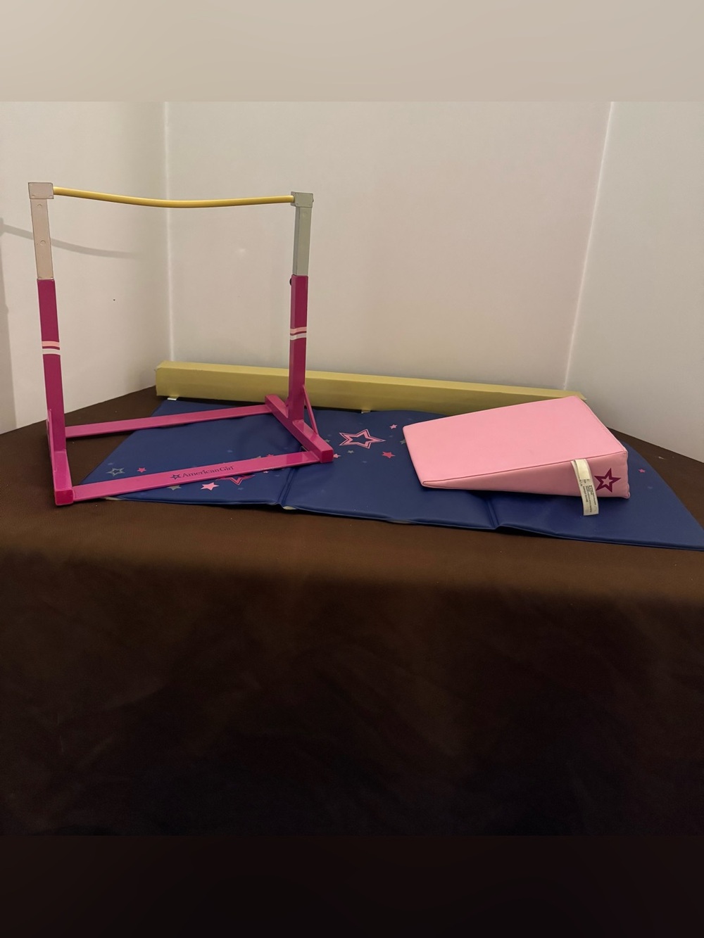 American Girl Dream Routine Gymnastics Set Floor Beam Floor Mat Practice Bar ++